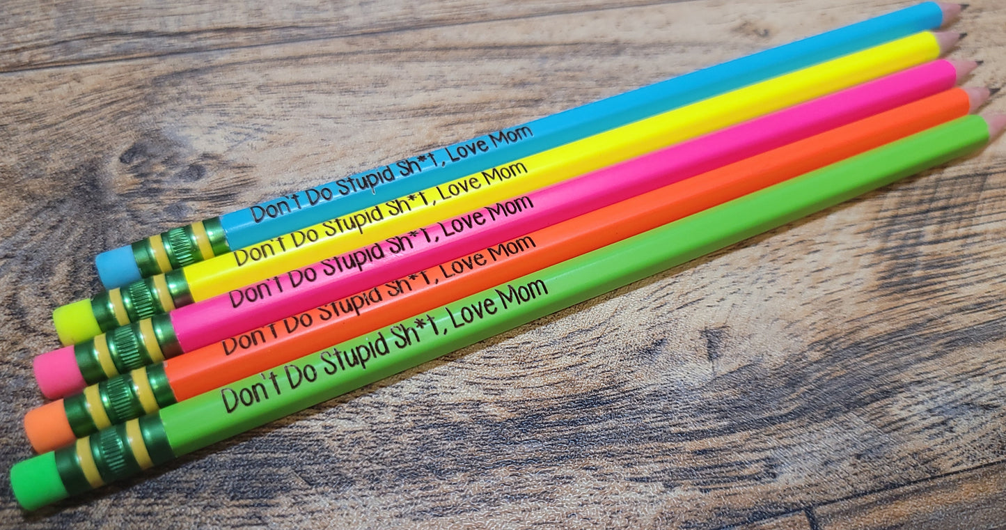 Neon Laser Engraved Pencils