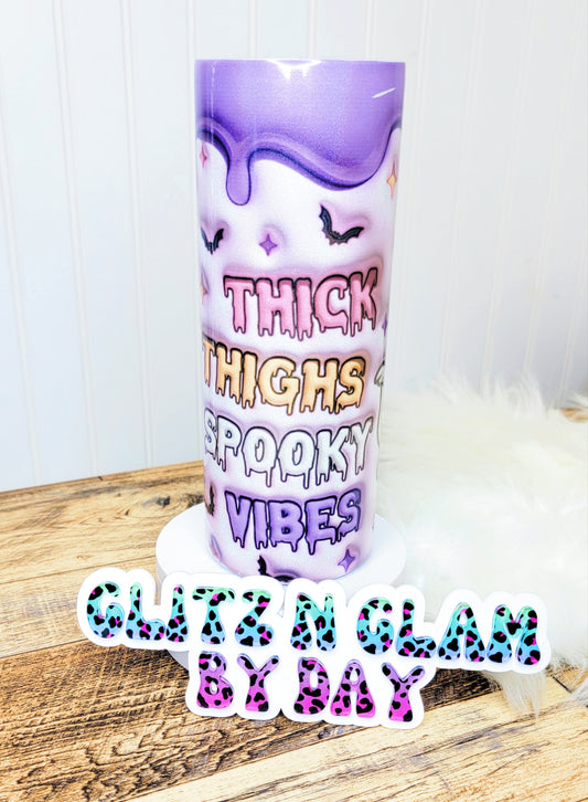 Thick Thighs and Spooky Vibes Shimmer Tumbler
