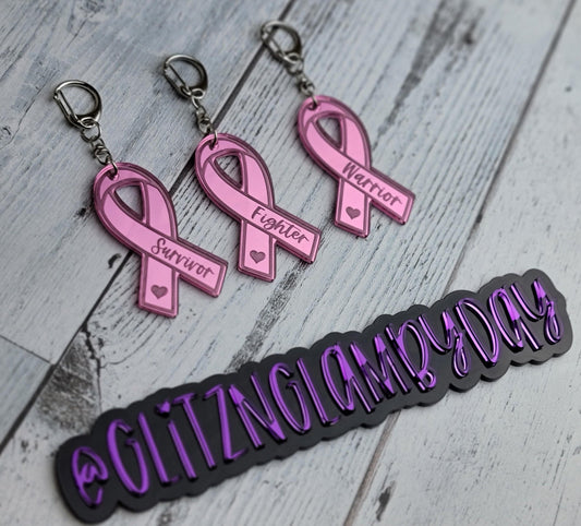 Breast Cancer Awareness Ribbon Keychain