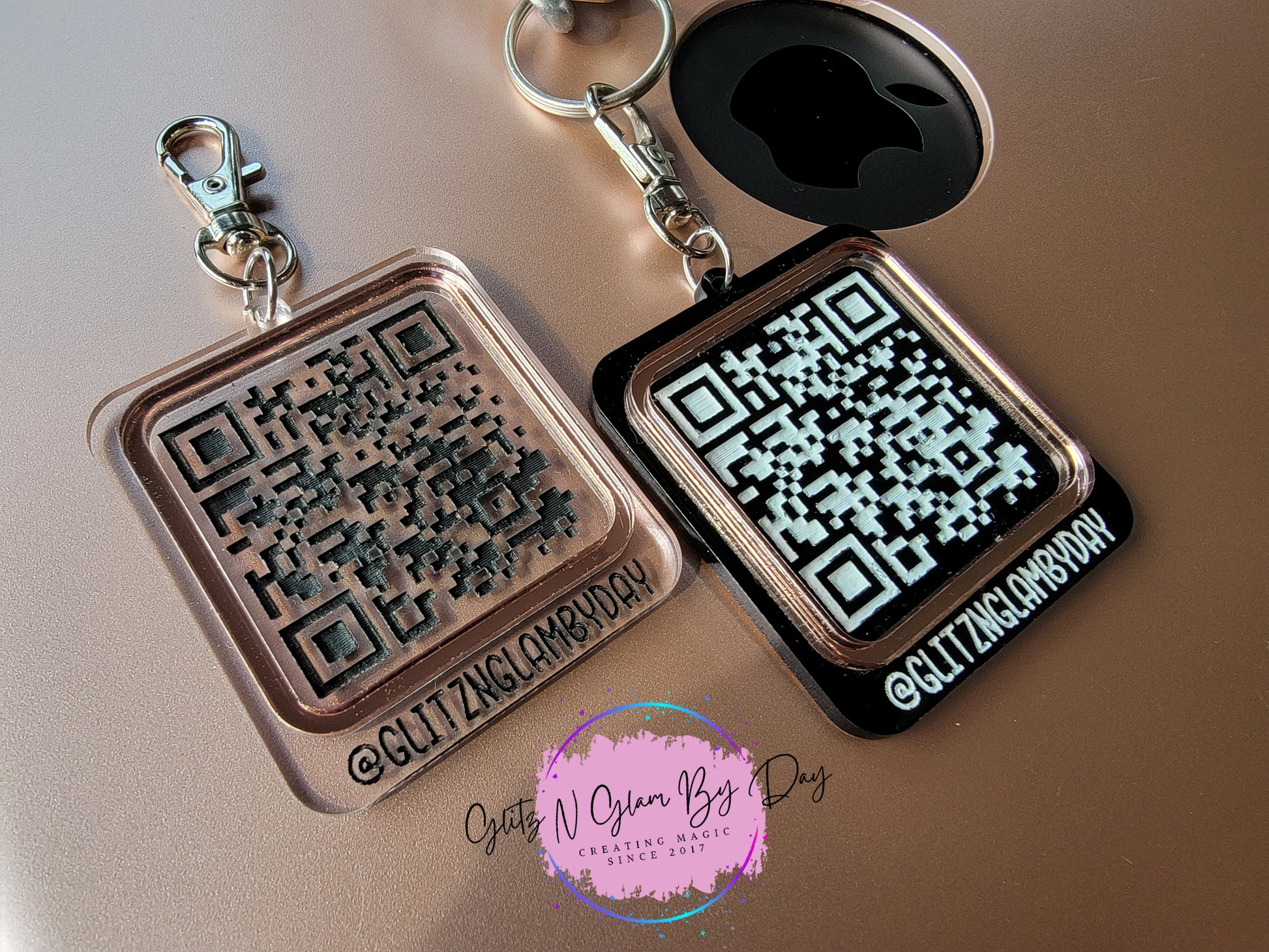 Qr Code Keychain - Glitz N Glam By Day LLC