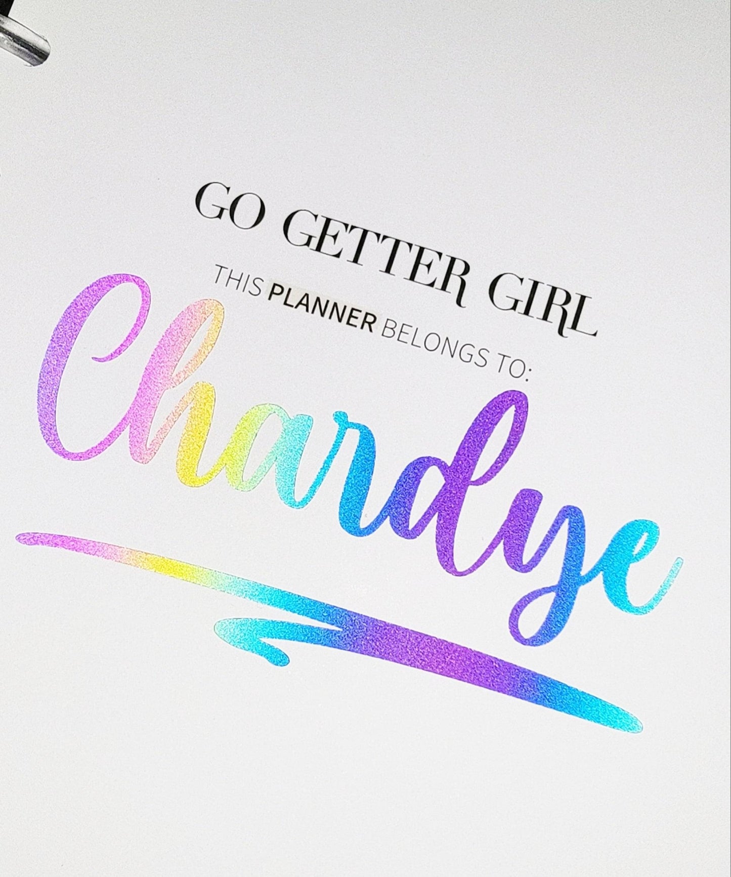 Black Reflective Planner Name Decal