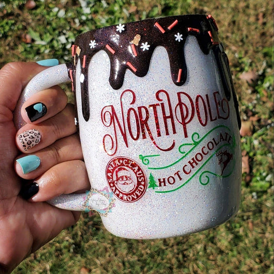Hot Chocolate Drip Glitter Mug